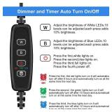 VARMHUS Submersible LED Aquarium Light,Fish Tank Light with Timer Auto On/Off Dimming Function,3 Light Modes Dimmable White-Blue,10 Brightness Levels Optional&3 Levels of timed Loop Function 15