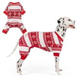 KYEESE Dog Christmas Pajamas, Soft Fleece Holiday Dog Pajamas for Medium Dogs, Warm Plush Winter Pet Sleepwear with Snowflake Pattern, Lightweight Cozy Xmas Outfit Jumpsuit, XX-Large