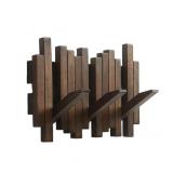 Hbrjtds Modern Wooden Coat Rack Wall Mount | 3-Hook Flip Down Piano Design Coat Rack Wall | Natural Acacia Wood with Wax Oil Finish | Decorative Wall Art for Entryway, Hallway & Bedroom