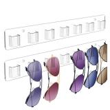 Sunglasses Organizer 2 Pack, Wall Glasses Holder, Acrylic Sunglasses Display, Eyeglass Organizer for Multiple Glasses for Office & Home Decor, Unique Gifts for Husband, Women & Girls, Clear