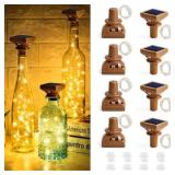 VOOKRY Solar Wine Bottle Lights, 8 Pack 20 LED Solar Powered Cork Lights Waterproof Outdoor Fairy String Lights Wine Bottle Decorations for DIY, Party, Wedding, Garden, Patio, Tabletop(Warm White)