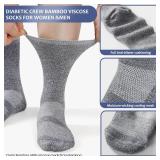 Bulinlulu Diabetic Socks for Men Women-6 Pairs Non Binding Crew Diabetic Neuropathy Socks with Seamless Toe for Men Size 9-12(Large-Black+White+Grey)