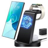 Wireless Charger for Samsung: 3 in 1 Wireless Charging Station for Samsung Galaxy Watch 8 7 6 5 4 3 Pro Classic Galaxy Buds - Charger Dock Stand for S25 S24 Ultra S23 S22 S21 Note Z Fold Android