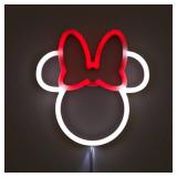 Disney Minnie Mouse Neon Figural LED Hanging Wall Art, Kids Bedroom & Playroom Wall DÃ©cor, 6.8 x 11"