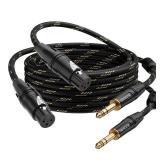 BEZOKABEL XLR to 1/4 Inch (6.35mm) TRS Cable, Balanced XLR Female to 1/4 Adapter 6FT 2Pack, Quarter Inch to Microphone Cable