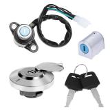 Ignition Switch Fuel Gas Cap Steering Lock Set Replacement for Honda Rebel Magna CMX 250 450