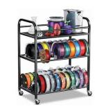 3D Printer Filament Storage Rack- Rolling Filament Spool Holders Racks with Wheels, Heavy Duty Metal Shelf