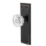 newliplace 2 Pack Vintage Single Sided Crystal Dummy Door Knobs Interior, Long Plate Antique Glass Dummy Door Knobs in Oil Rubbed Bronze Finish