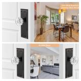 newliplace 2 Pack Vintage Single Sided Crystal Dummy Door Knobs Interior, Long Plate Antique Glass Dummy Door Knobs in Oil Rubbed Bronze Finish