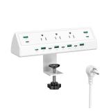 Jgstkcity 90W Desk Clamp Power Strip,12 USB Ports (6 PD 45W USB-C),Surge Protector,ETL Listed Power Hub Extension Cord,Fast Charging Station for Home Office Desk Edge Mount (White, 12 USB-90W)