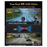 TERUNSOUl 4K+4K Dash Cam Front and Rear, Free 128GB Card Included, 5.8GHz WiFi Dash Camera for Cars, Built-in GPS, G-Sensor, 170°Wide Angle, 3\" IPS Screen, 24H Parking Mode, Support 512GB Max