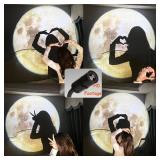 BODLYL Non-Fade Moon Projector Night Light, USB Powered Moon Lamp Romantic Atmosphere Night Light Projector for Bedroomr, Gift for Kids Moon Lover Couples Selfie Wall Ceiling Decor with 3 Colors