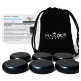 Maxdee Massage Stones Essential Hot Stones for Massage, 6 Medium Hot Stones Massage Kit Hot Rocks Massage Stones for Professional or Home Spa, Foot Heater, Relaxing, Healing, Pain Relief, 2.4\"