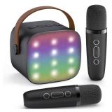 YLL Mini Karaoke Machine with 2 Wireless Microphones for Kids Adults, Portable Bluetooth Speaker, 2026 Top Birthday Gift for Boys Girls 3, 4, 5, 6, 7, 8, 9, 10, 12+ Years Old Grandkids Present (Black)