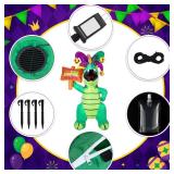 Leyndo 8ft Huge Mardi Gras Alligator Inflatable Mardi Gras Inflatable Outdoor Decoration Crocodile with Crown Mask Necklace LED Lights Blow up for Yard Garden Lawn Carnival Outdoor Celebration Decor