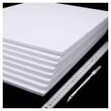 8 Pieces Foam Boards Foam Core Backing Boards, Silver Craft Knife with Protective Cap and 12 Inch Stainless Steel Ruler for Art Presentations Crafts Display Favors (White, Silver,12 x 10 x 0.2 Inches)