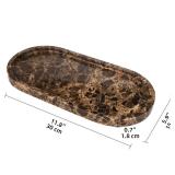 Oval Marble Bathroom Vanity Tray, Natural Luxury Marble Home Kitchen Bathroom Table Tray, Stone Decorative Countertop Tray for Coffee Perfume Jewelry (Dark Brown, 12\" x 6\" x 0.8\")