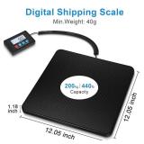 Fuzion Shipping Scale, 440LB x 10g High Accuracy Postal Scale, Hold/Tare Function, Digital Shipping Postal Scale for Packages, Postage, Luggage, Mailing, Battery & AC Adapter Included