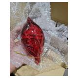 6 PCS Glass Christmas Ball Ornaments, Hand Blown Ornaments Hanging Balls,Glass Xmas Tree Home Wedding Birthday Party Holiday Decorative Set (Red)