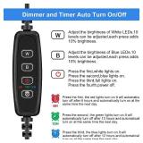 VARMHUS Submersible LED Aquarium Light,Fish Tank Light with Timer Auto On/Off Dimming Function,3 Light Modes Dimmable White-Blue,10 Brightness Levels Optional&3 Levels of timed Loop Function 15