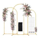 WellSign Balloon Arch Stand,7.2FT, 6.6FT, 6FT Set of 3 Metal Gold Wedding Backdrop Arch Stand Kit for Valentine Baby Shower Engagement Party Event Decoration Garden Floral Balloon Arch with Base