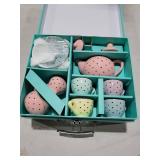 Tea Set Girls Porcelain Tea Set for Little Girls Tea Set for Little Girls Polka Dot Design and Colorful Color with for Boy and Gril Birthday Party Or Gift Life