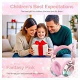 QearFun Kids Cat Ear Bluetooth Headphones, 60H Playtime, 74/85/94dB Safe Volume Limit, Metallic Gradient Wireless Headset with Mic, Fast Charging, Foldable, Wired Mode for Girls School/Tablet/Travel