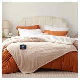 Westinghouse Full Size Heated Blanket, Soft Flannel to Sherpa Reversible, Electric Blanket Full with 10 Heating Settings & 1-12 Hours Auto Shut Off, Machine Washable, (72\" x 84\", Beige)