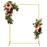 CHUN QIANG CAI DESIGN Metal Wedding Arch Backdrop Stand 6.6x5 FT Gold Square Balloon Arch Frame for Wedding, Birthday Party, Baby Shower Ceremony Decoration