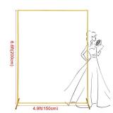 CHUN QIANG CAI DESIGN Metal Wedding Arch Backdrop Stand 6.6x5 FT Gold Square Balloon Arch Frame for Wedding, Birthday Party, Baby Shower Ceremony Decoration
