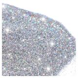 500g Glitter Paint Additive Silver Holographic Glitter Paint Additive Silver Holographic Metallic Sparkling Powder Mix with Acrylic for Interior Exterior Wall Ceiling Wood(Silver Holographic)