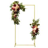 CHUN QIANG CAI DESIGN Metal Wedding Arch Backdrop Stand 6.6x3.3 FT Gold Square Balloon Arch Frame for Wedding, Birthday Party, Baby Shower Ceremony Decoration