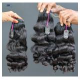 IDM 16\" Curly 3 bundles 100% Natural indian Virgin Raw Hair single donor double weft natural curly hair bundles