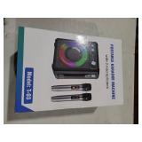 VOSOCO Karaoke Machine, Portable Bluetooth Karaoke Speaker with 2 Wireless Microphones, PA System for Adults Kids with LED Lights & Echo Adjustment, Supports TWS/TF/USB/AUX for Home Party