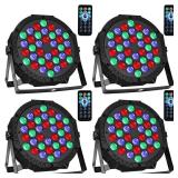 Manalete 36 LED Stage Lights, Par Light with Remote & DMX Controlled Sound Activated Uplights for Events Wedding Birthday Christmas Music Show Dance Party DJ Lighting, 4 Pack, Black