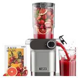 Anybear Cold Press Juicer, 200W Masticating Slow Juicer 4.3\" Large Feed Chute Fit Whole Fruits Vegetables | Upgraded Auger | Tritan Material | BPA Free | Juice Recipes (Light Gray)