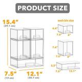 SpaceAid Bottle Storage Organizer Baby - Acrylic Bottles Station Organizer Container, Stackable Clear Drawers for Countertop, Vanity, Bathroom, Cabinet, Pantry Organization, 5 Pack, 2S2M1L, 15.4\" H