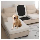 TOPYUMH Water Repellent L Shaped Couch Covers 4 Pieces Sofa Seat Cushion Slipcovers, Stretch Separete Chaise Lounge Cover for Dogs Pets (3 Seater+Chaise, Cream White)