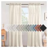 Linen Curtains Elegant Natural Linen Blended Curtains Energy Efficient Light Filtering / Rod Pocket Window Treatments Panels / Drapes for Livingroom (Set of 2, Ivory, 52 inch W X 96 inch L)