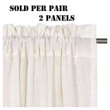 Linen Curtains Elegant Natural Linen Blended Curtains Energy Efficient Light Filtering / Rod Pocket Window Treatments Panels / Drapes for Livingroom (Set of 2, Ivory, 52 inch W X 96 inch L)