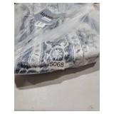 Vibrug 5x7 Coastal Blue White Area Rugs for Living Room - Vintage Boho Medallion Aesthetic Distressed Washable Rug, Soft Non-Slip Backing Low Pile Carpet for Office, Lounge, Bedroom Foot of Bed