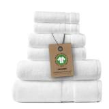 Alusa Home 100% Organic Zero-Twist Cotton Towels - GOTS Certified Luxury Bath Towels - Ultra Soft & Plush 700GSM Long-Staple Cotton - 6 Piece Towel Set (White)