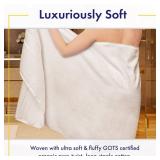 Alusa Home 100% Organic Zero-Twist Cotton Towels - GOTS Certified Luxury Bath Towels - Ultra Soft & Plush 700GSM Long-Staple Cotton - 6 Piece Towel Set (White)