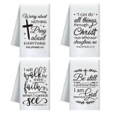 CUTHOLLOW Bible Quote Decorative Kitchen Towels Set of 4, 15.74\"x23.62\" Soft & Absorbent Microfiber Dish Towel for Tea Coffee Bar Home, Best Gift for Housewarming Christmas Thanksgiving Birthday
