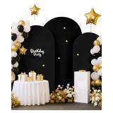 Hemmotop Black Arch Backdrop Cover, Set of 3 (7.2/6.6/6 ft) Wedding Arched Stand Cover, Spandex Arch Covers Stretchy Backdrop for Birthday Party, Baby Shower, Graduation, Decoration, 3 Pieces