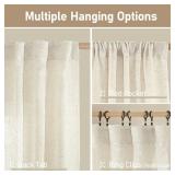 LAMIT Natural Ivory Semi Sheer Linen Curtains 84 inch Long, Cream White Light Filtering Living Room Panels Back Tab and Rod Pocket Neutral Drapes for Bedroom/Farmhouse, 2 Panels, 52 x 84 Inch