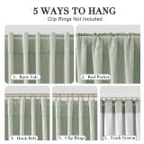 Joywell 100% Blackout Linen Curtains 84 Inch Long for Bedroom 2 Panels Black Out Curtain Room Darkening Drapes for Dining Room Window Back Tab Hook Belt Rod Pocket,52 x 84,Mist Sage