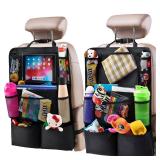 Helteko Backseat Car Organizer, Kick Mats Back Seat Protector with Touch Screen Tablet Holder, Back Seat Organizer for Kids, Travel Accessories with 9 Storage Pockets 2 Pack, Black