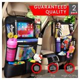 Helteko Backseat Car Organizer, Kick Mats Back Seat Protector with Touch Screen Tablet Holder, Back Seat Organizer for Kids, Travel Accessories with 9 Storage Pockets 2 Pack, Black