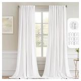 MIULEE Pure White Back Tab Blackout Curtain 96 Inch Long 2 Panels Set for Bedroom, Rod Pocket/Pinch Pleat Thermal Insulated Living Room Darkening Pleated Light Blocking Floor to Ceiling Drape